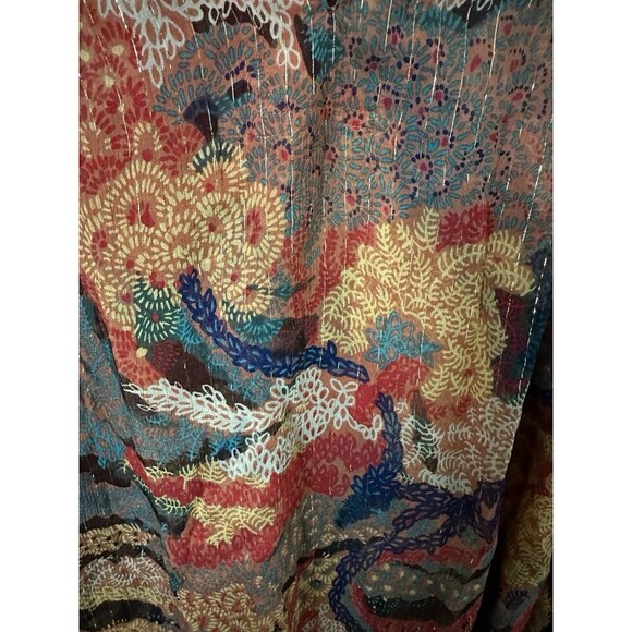 $326 A.L.C. Women Brown Dana Metallic‎ Stripe Long Sleeve Silk Blouse Top Size 4 - Picture 10 of 11